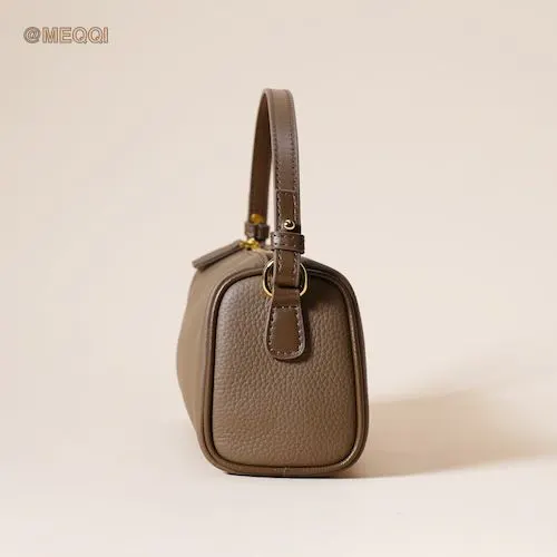 Genuine leather cylinder crossbody bag