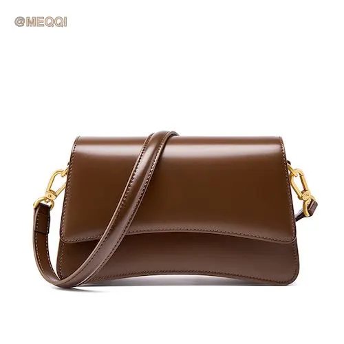 Genuine Leather French Baguette Armpit Bag Coffee