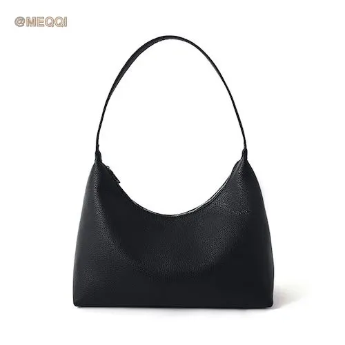 Genuine Leather Hobo Bag Shoulder Black