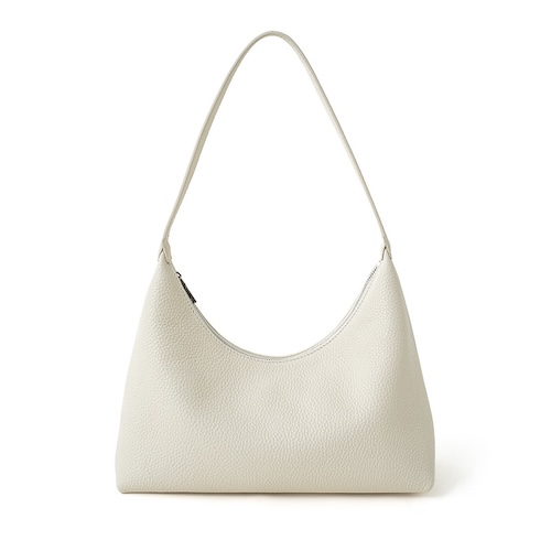 Genuine Leather Hobo Bag Shoulder Cream White