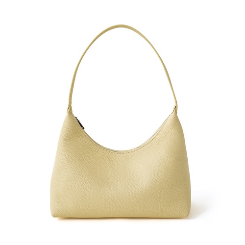Genuine Leather Hobo Bag Shoulder Cream Yellow