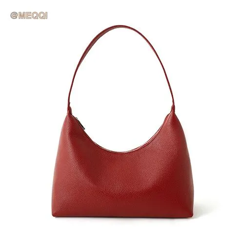 Genuine Leather Hobo Bag Shoulder Red