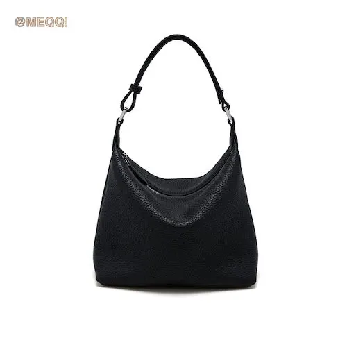 Genuine Leather Pillow Armpit Bag Black