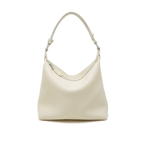 Genuine Leather Pillow Armpit Bag Cream White