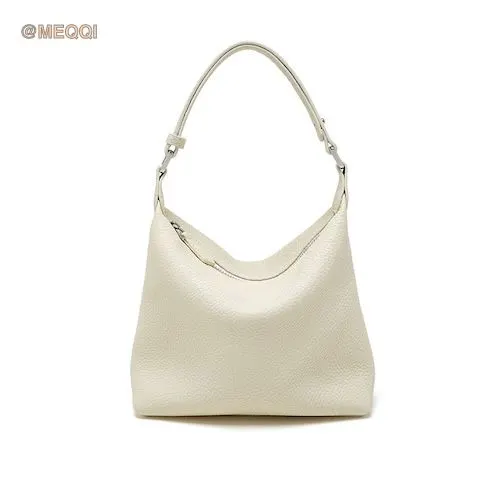 Genuine Leather Pillow Armpit Bag Cream White