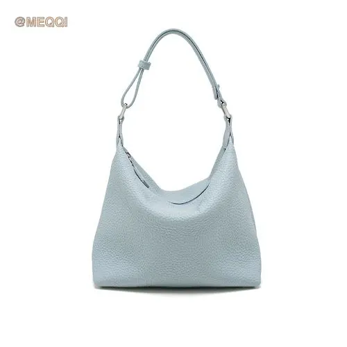 Genuine Leather Pillow Armpit Bag Misty Blue