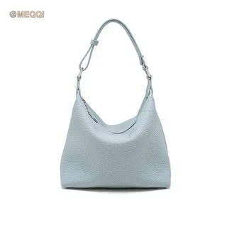 Genuine leather pillow armpit bag in black front view