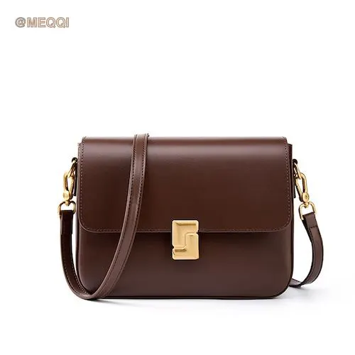 Genuine Leather Tofu Bag Spring 2026 Coffee
