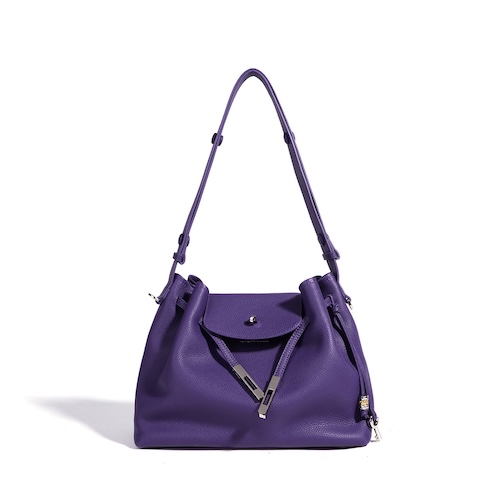 Genuine Leather Tote Bag Simple Blueberry Purple