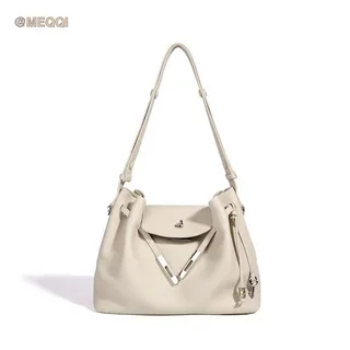 Genuine leather tote bag in black front view
