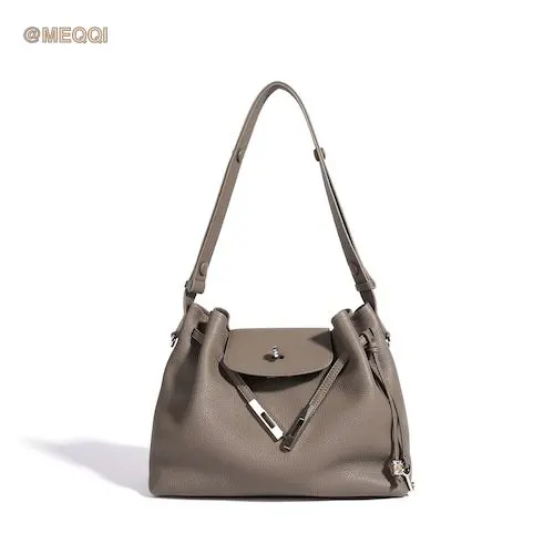Genuine Leather Tote Bag Simple Elephant Gray
