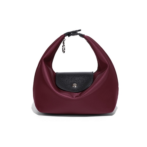 Nylon Dumpling Bag D2381 Bordeaux Black
