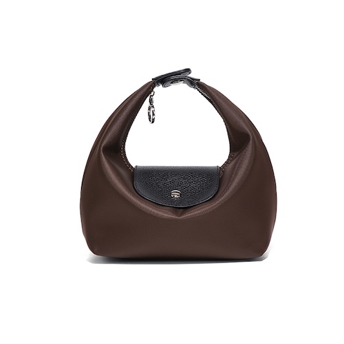 Nylon Dumpling Bag D2381 Chocolate Black