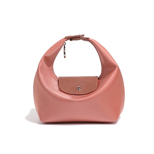 Nylon Dumpling Bag D2381 Crayon Pink Brown
