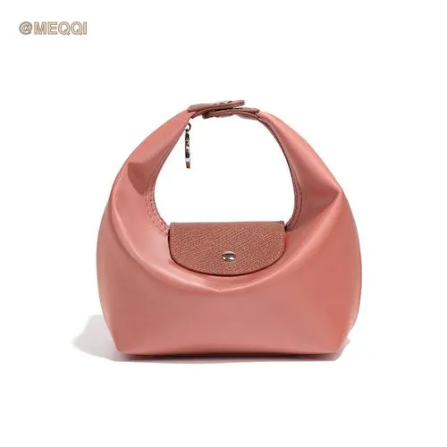 Nylon Dumpling Bag D2381 Crayon Pink Brown