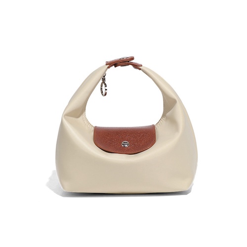 Nylon Dumpling Bag D2381 Cream Brown