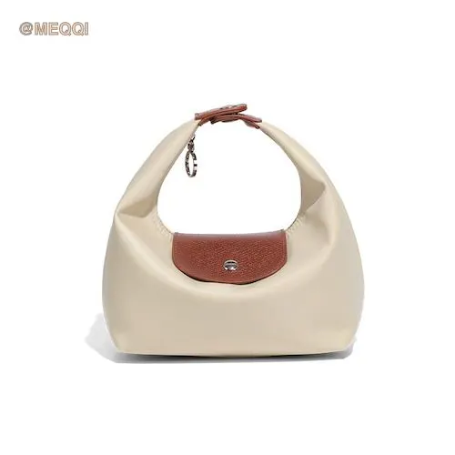 Nylon Dumpling Bag D2381 Cream Brown