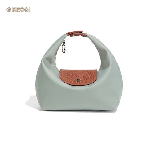 Nylon Dumpling Bag D2381 Lake Blue Brown