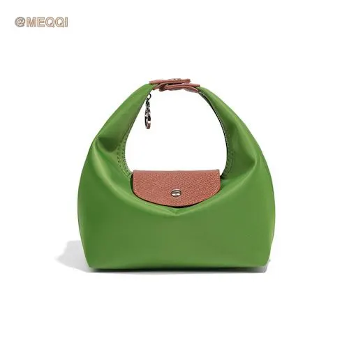 Nylon Dumpling Bag D2381 Leaf Green Brown