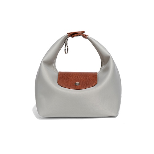 Nylon Dumpling Bag D2381 Light Gray Brown