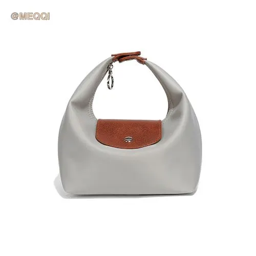 Nylon Dumpling Bag D2381 Light Gray Brown