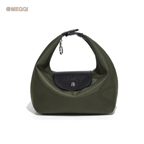 Nylon Dumpling Bag D2381 Moss Green Black