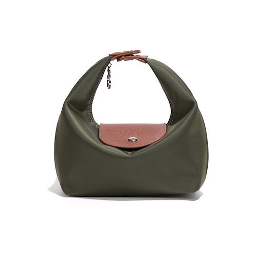 Nylon Dumpling Bag D2381 Moss Green Brown