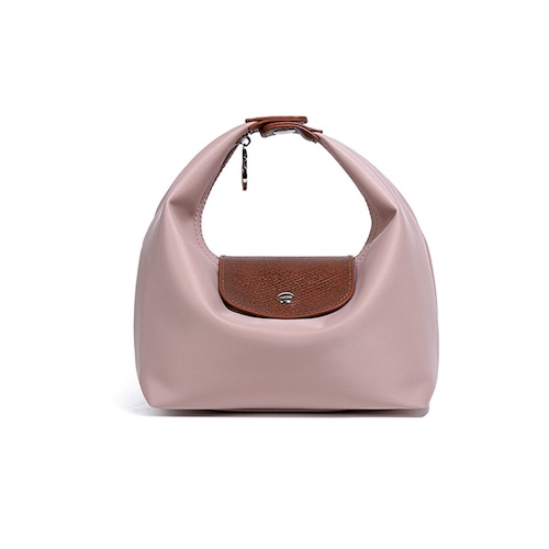 Nylon Dumpling Bag D2381 Nude Pink Brown