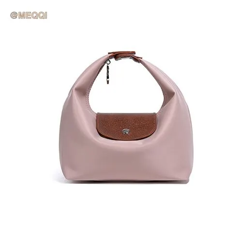 Nylon Dumpling Bag D2381 Nude Pink Brown