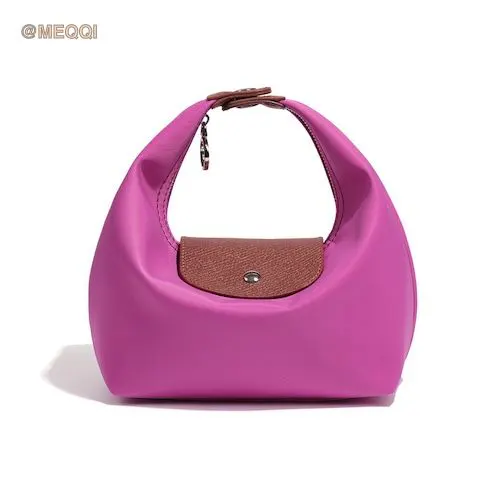 Nylon Dumpling Bag D2381 Rose Purple Brown