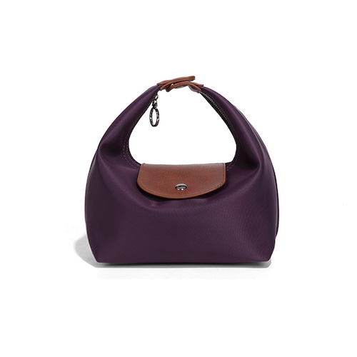Nylon Dumpling Bag D2381 Royal Purple Brown