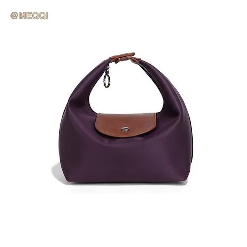 Nylon Dumpling Bag D2381 Royal Purple Brown