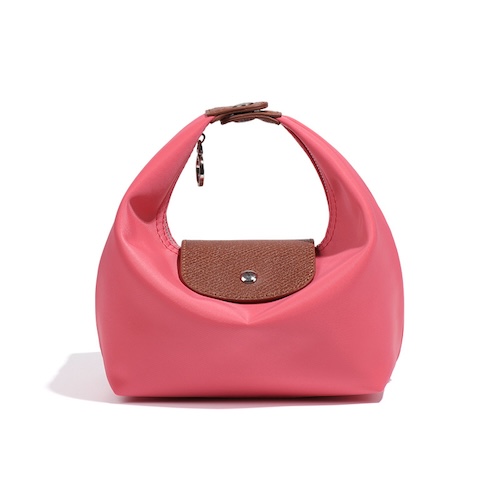 Nylon Dumpling Bag D2381 Strawberry Pink Brown