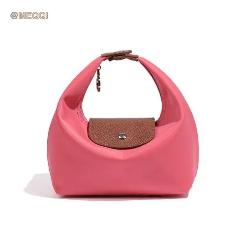 Nylon Dumpling Bag D2381 Strawberry Pink Brown