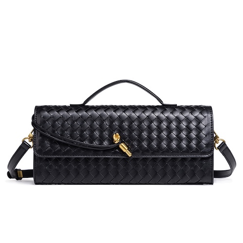 PU accordion crossbody bag in black