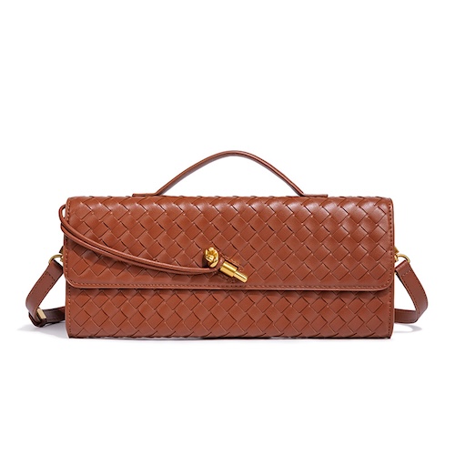 Pu Accordion Crossbody Bag Brown