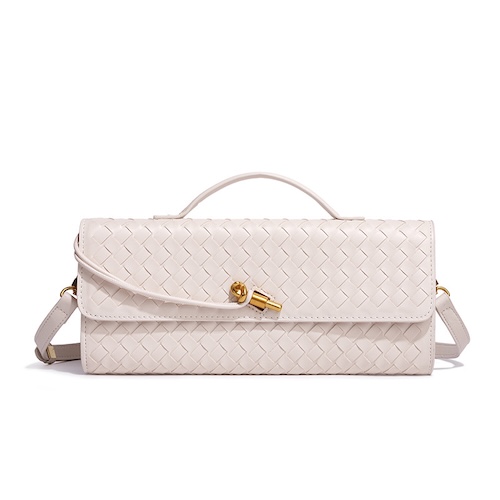 Pu Accordion Crossbody Bag Cream White