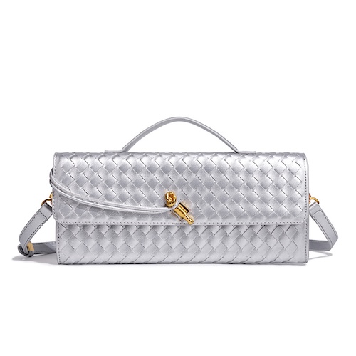 Pu Accordion Crossbody Bag Silver