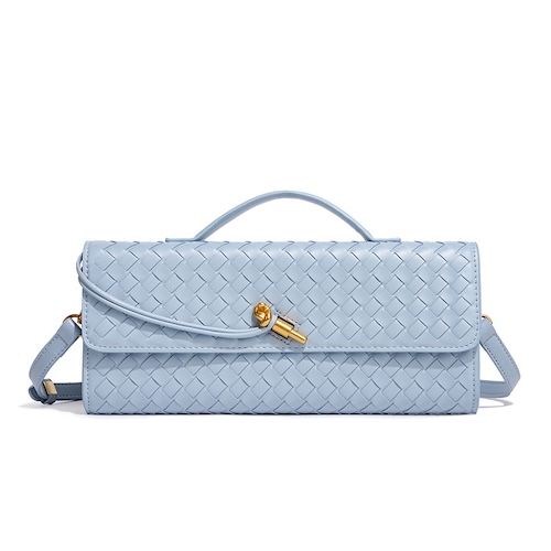 Pu Accordion Crossbody Bag Smoky Blue