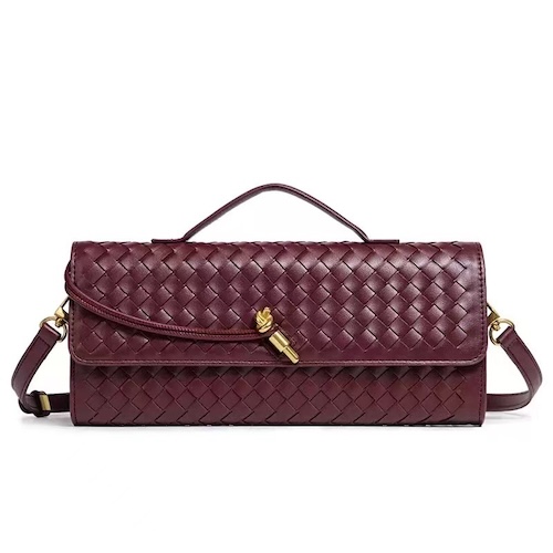 Pu Accordion Crossbody Bag Wine Red