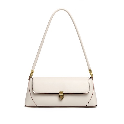 Pu Leather French Baguette Bag White