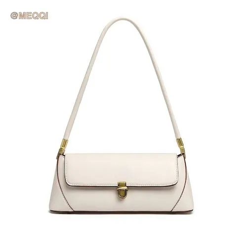 Pu Leather French Baguette Bag White