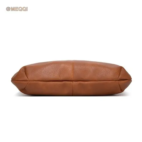 Pu Leather Vintage Tote Bag Brown Bottom View
