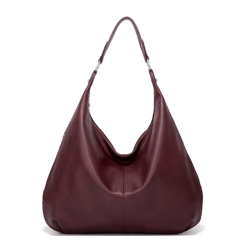 Vintage PU leather tote bag in black color front view