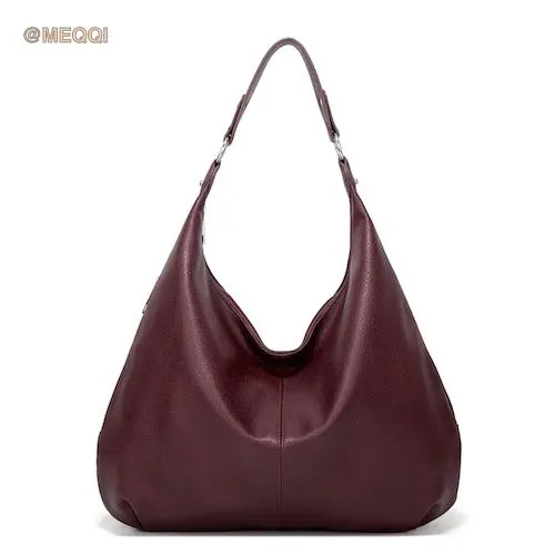 Vintage PU leather tote bag in black color front view