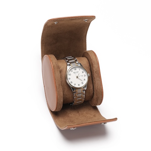Pu Leather Watch Box 1 Slot Khaki Brown