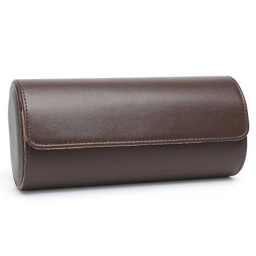 Pu Leather Watch Box 3 Slot Dark Brown